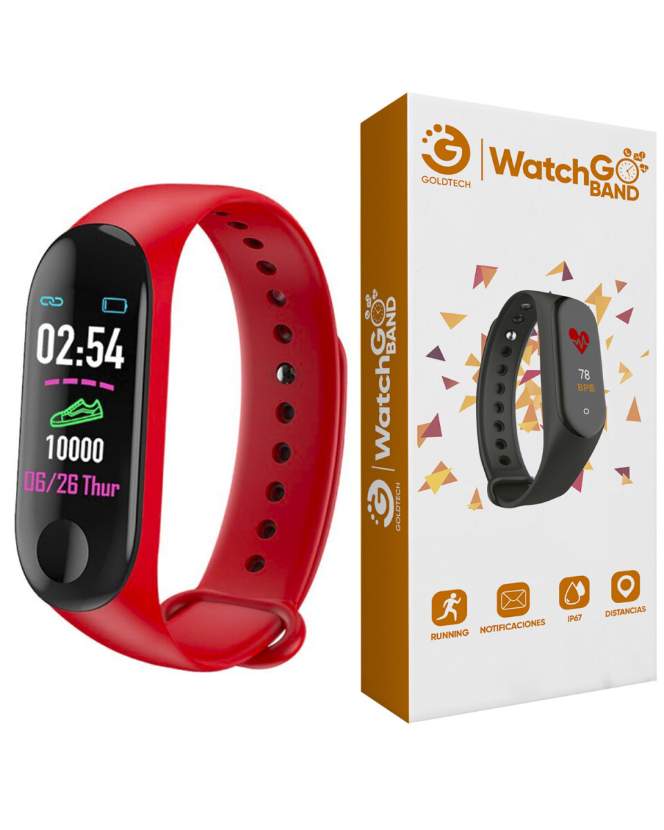 Reloj pulsera inteligente smartwatch Goldtech Watchgo Band resistente al agua - Rojo 
