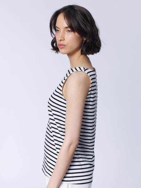 Musculosa Rayada Blanca Con Negro