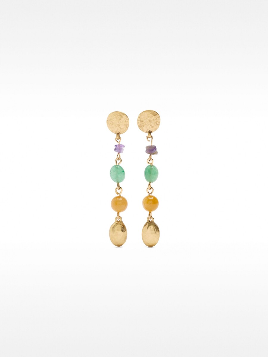 Pendientes Largos Con Piedras multicolor