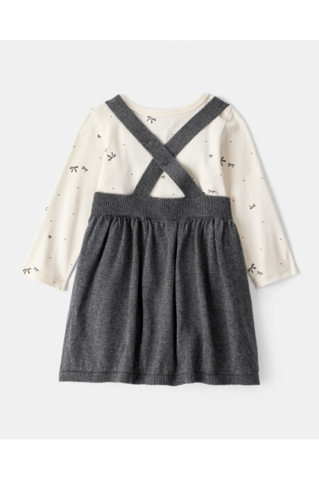 Set dos piezas de algodón, jumper y body, diseño lazos Sin color