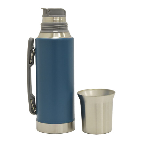 Termo 1Lt Acero Inox con Manija Retráctil y Tapa Mate Comet Azul Petróleo