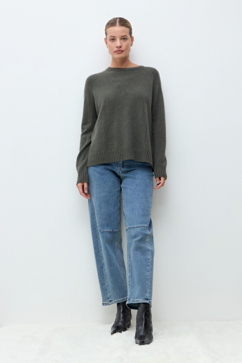 Sweater Porto cashmere blend verde oliva melange