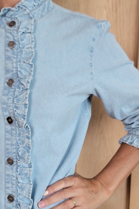 Camisa Franca Denim Celeste