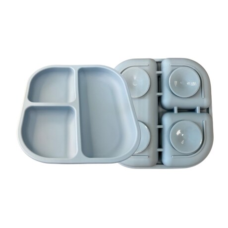 Plato Comida Bebe Infantil Silicona Libre Bpa Con Ventosa Color Celeste