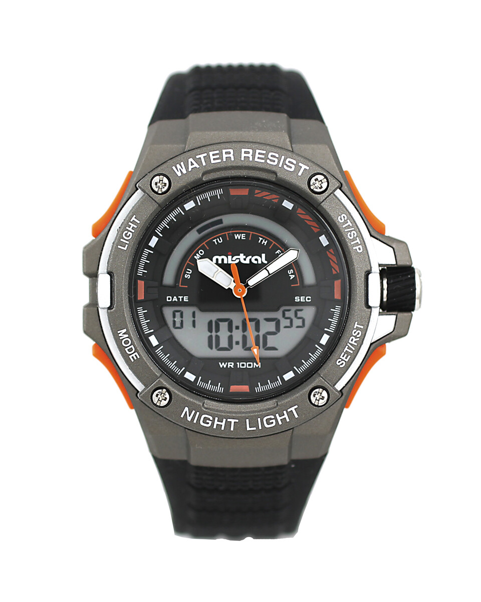 Reloj Mistral Deportivo Silicona Negro 