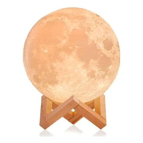 Velador con luz led lampara luna llena con base de madera c Velador Con Luz Led Lampara Luna Llena Con Base De Madera C