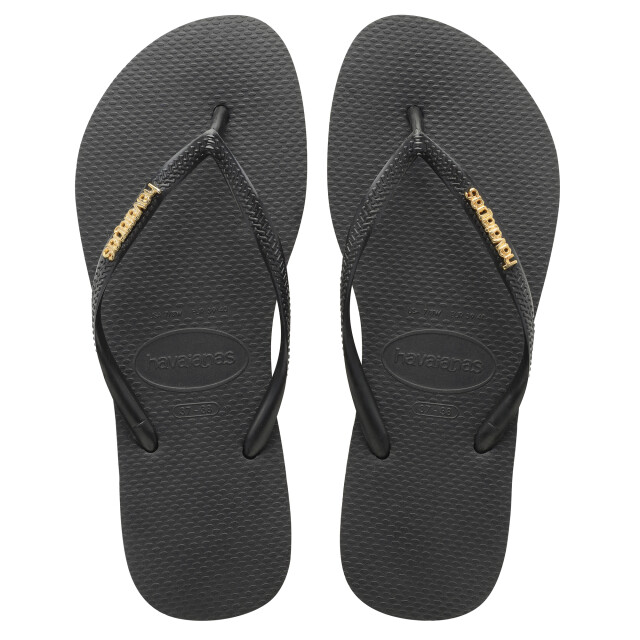 Sandalias de Mujer Havaianas Slim Logo Metallic Negro - Dorado