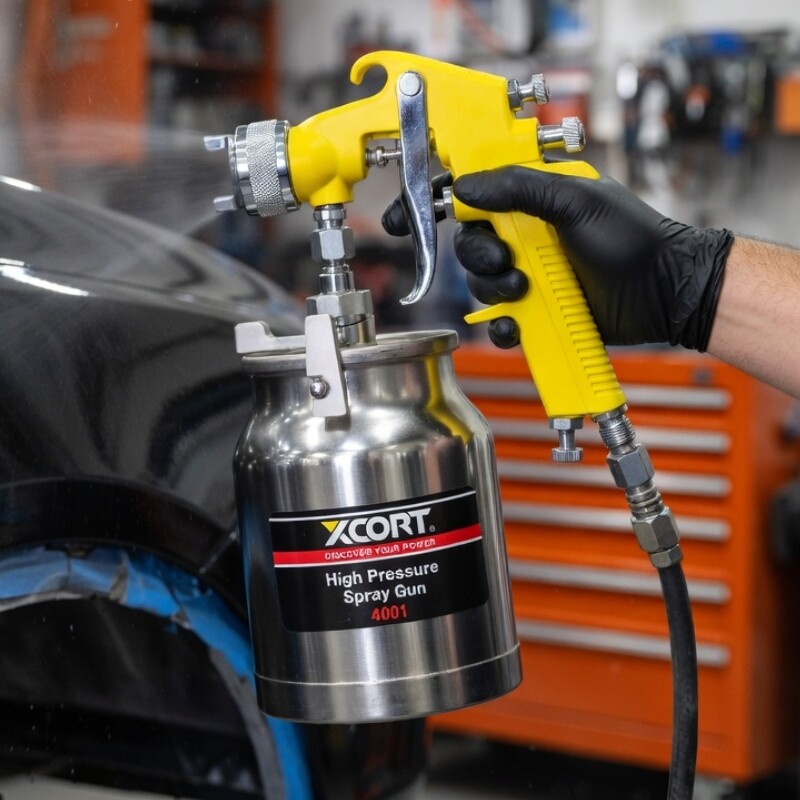 XCORT PISTOLA DE PINTAR BASE COAT ALTA PRESION SUCCION TANQUE 1000CC Xcort Pistola De Pintar Base Coat Alta Presion Succion Tanque 1000cc