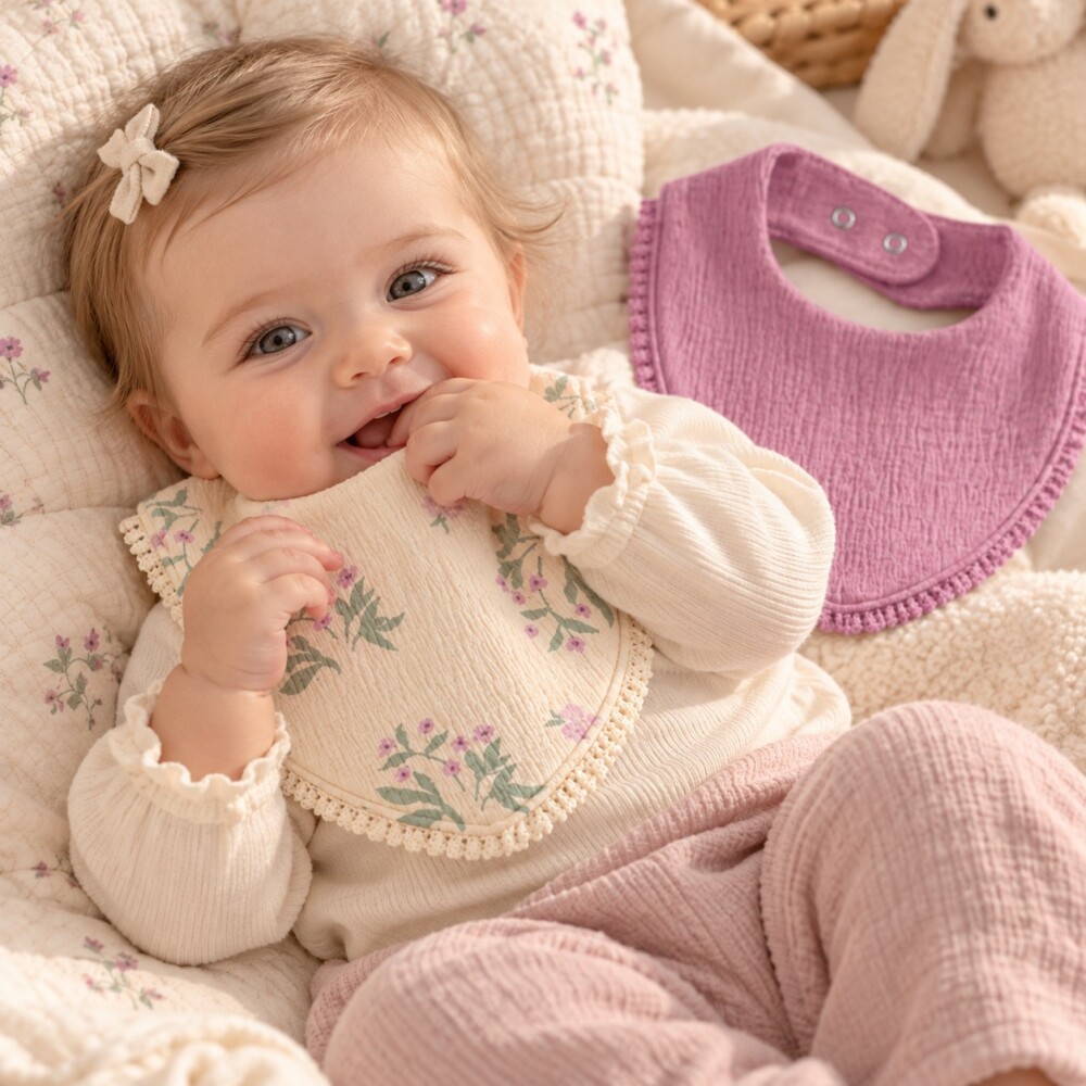 Set x2 baberos bandana Carters lila muslin