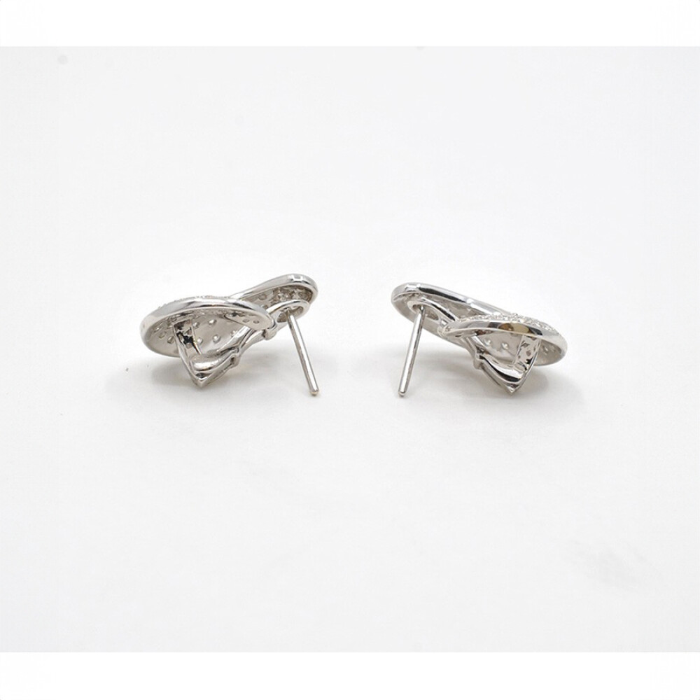 Caravanas En Oro 18K Blanco Y Brillantes Caravanas En Oro 18K Blanco Y Brillantes