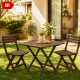 Mesa + 2 Silla Plegable Simil Madera Reforzada Plástico MARRON