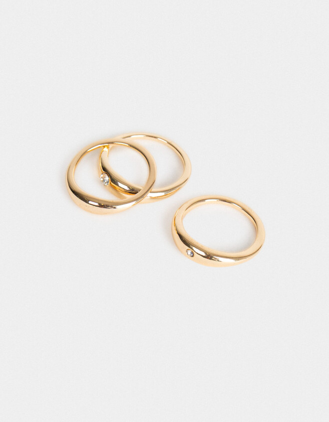 Sets Anillos Con strass Set De Anillos Dorados Con Strass - Dorado