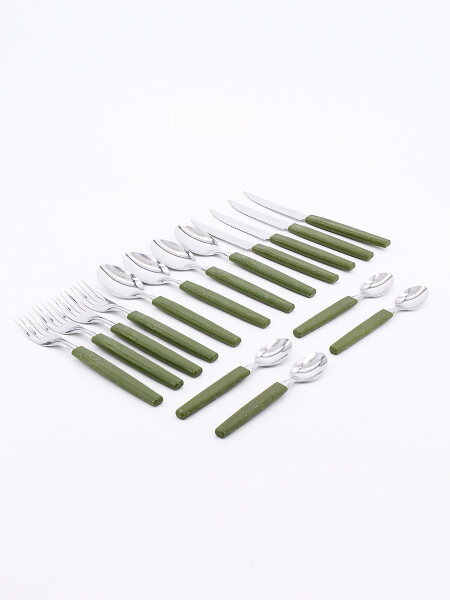 CUBIERTOS BOTANICAL ROJO VERDE