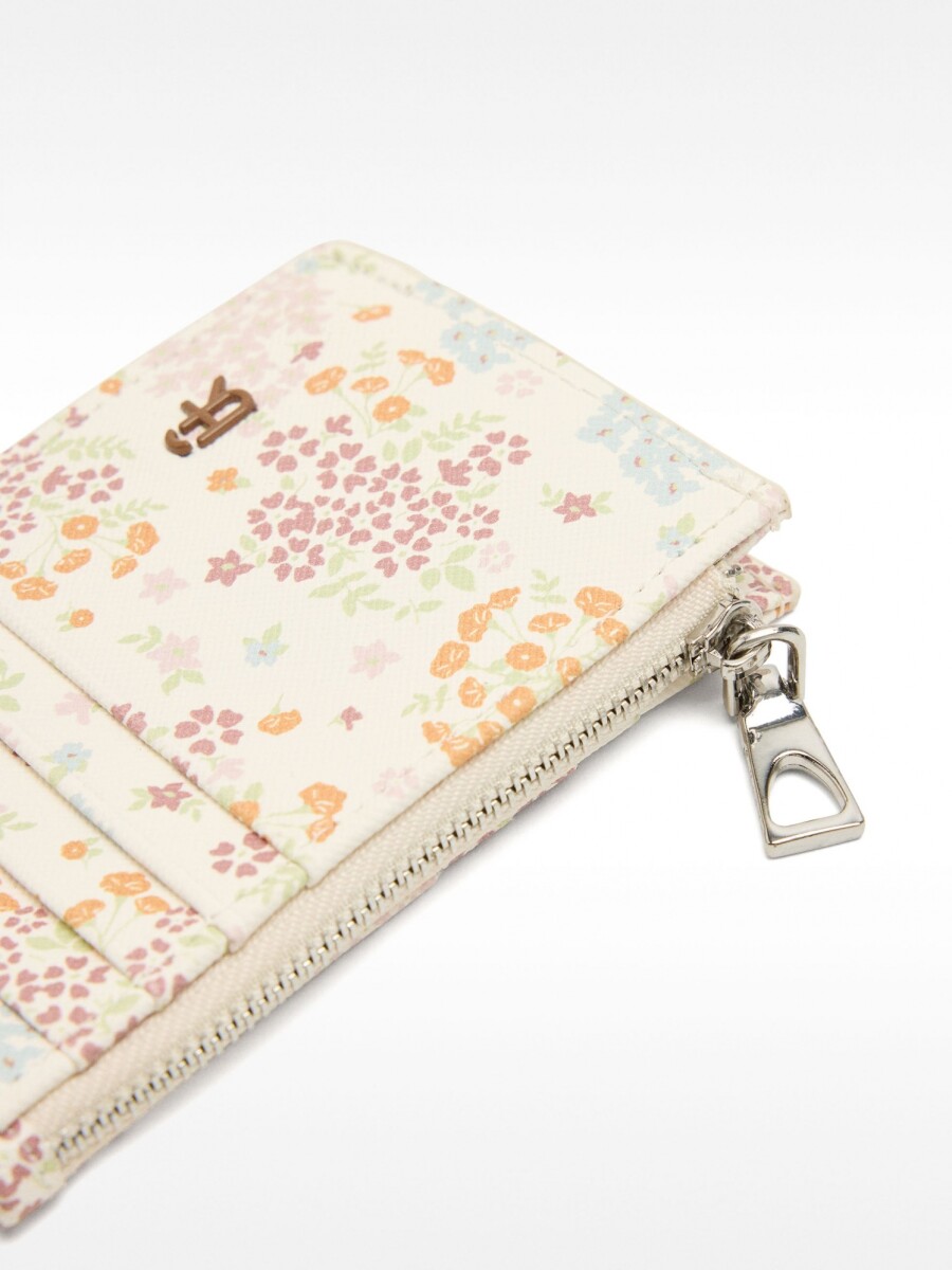 Tarjetero Con Textura Estampado Floral multicolor