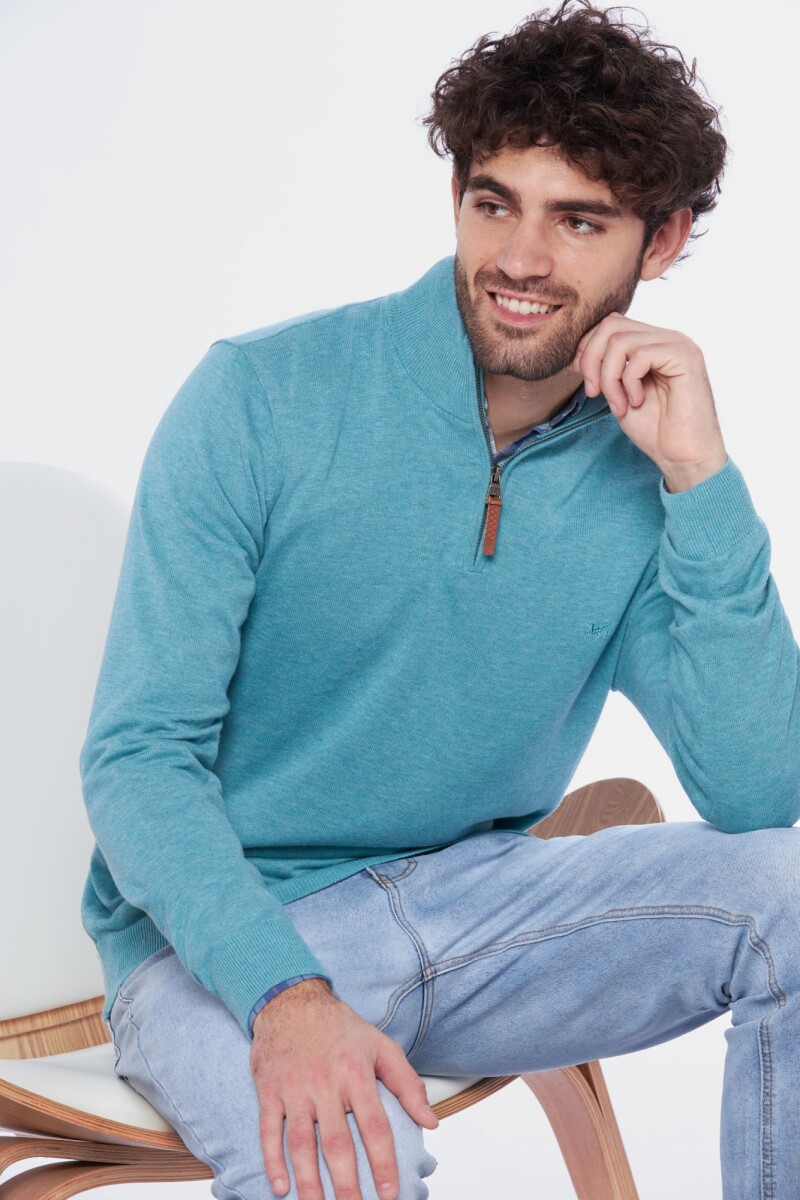 BUZO TEJIDO DE ALGODÓN - Verde agua 