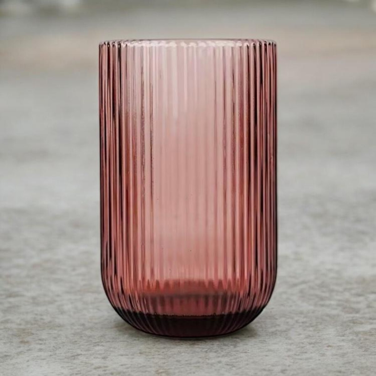 Vaso de Vidrio Labrado Diseño Lineas Set 6 Unidades - Rosa Malva 