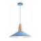 Lampara Colgante Metal Nordica Plato Deco Simil Madera Led Azul