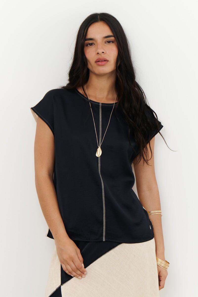 BLUSA LINO SATEN - NEGRO 