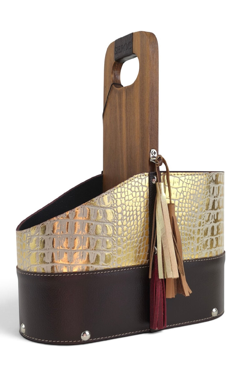 Matera de Cuero Legítimo con Estructura Integral de Madera croco 1