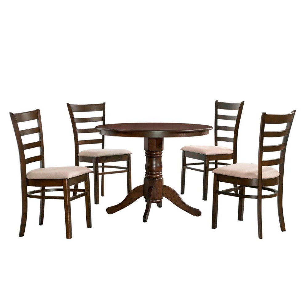 JUEGO DE COMEDOR 1+4 MDF-Y-MADERA MARRON HV II