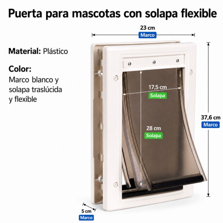 Puerta Para Mascotas De Plástico Con Solapa Flexible Blanco
