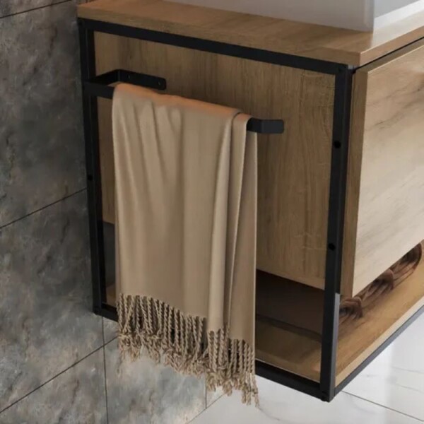 MUEBLE DE BAÑO SUSPENDIDO 80 CM S/BACHA - MIEL/NEGRO MUEBLE DE BAÑO SUSPENDIDO 80 CM S/BACHA - MIEL/NEGRO