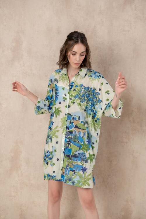 Vestido corto estampado Green