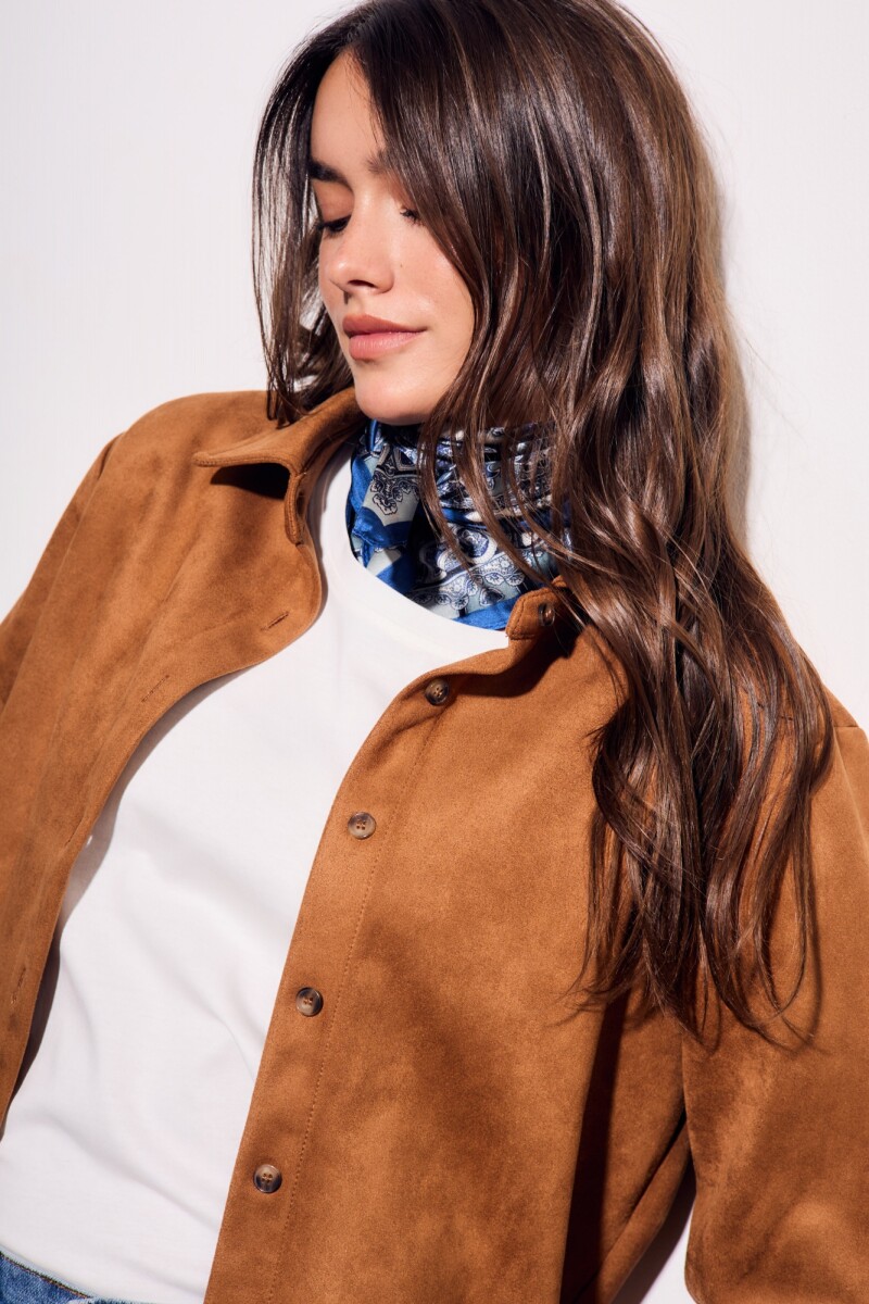 Camisa Gamuza Cuero Vegano Camel