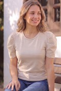 Remera Casual. Rayas Beiges