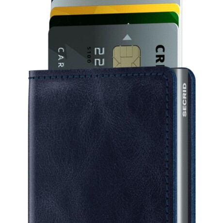 Billetera Secrid Cuero Azul y Gris con protección RFID 0