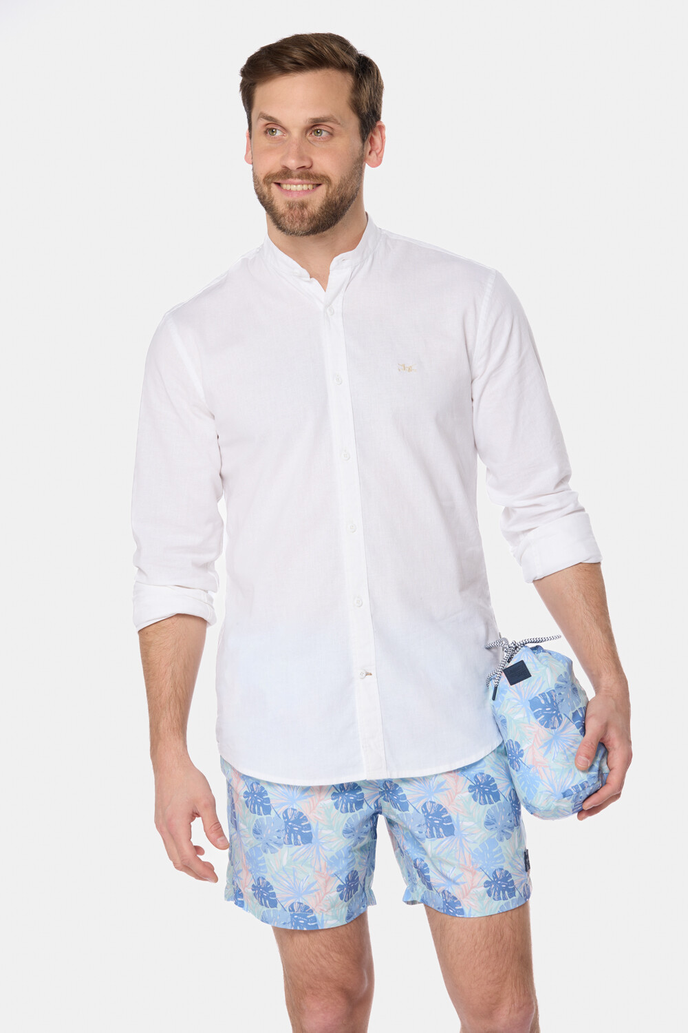 SHORT DE BAÑO ESTAMPADO Celeste