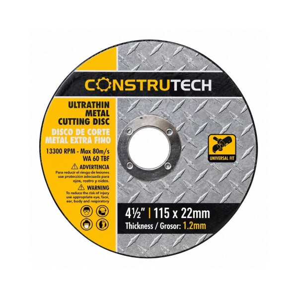 DISCO CORTE METAL 115mm 4,5" 1.2mm CONSTRUTECH Disco Corte Metal 115mm 4,5" 1.2mm Construtech