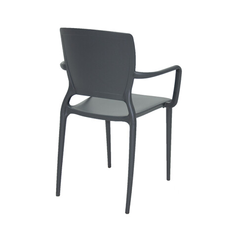 Silla grafito SOFIA respaldo cerrado c/ posabrazos -TRAMONTINA TD0612