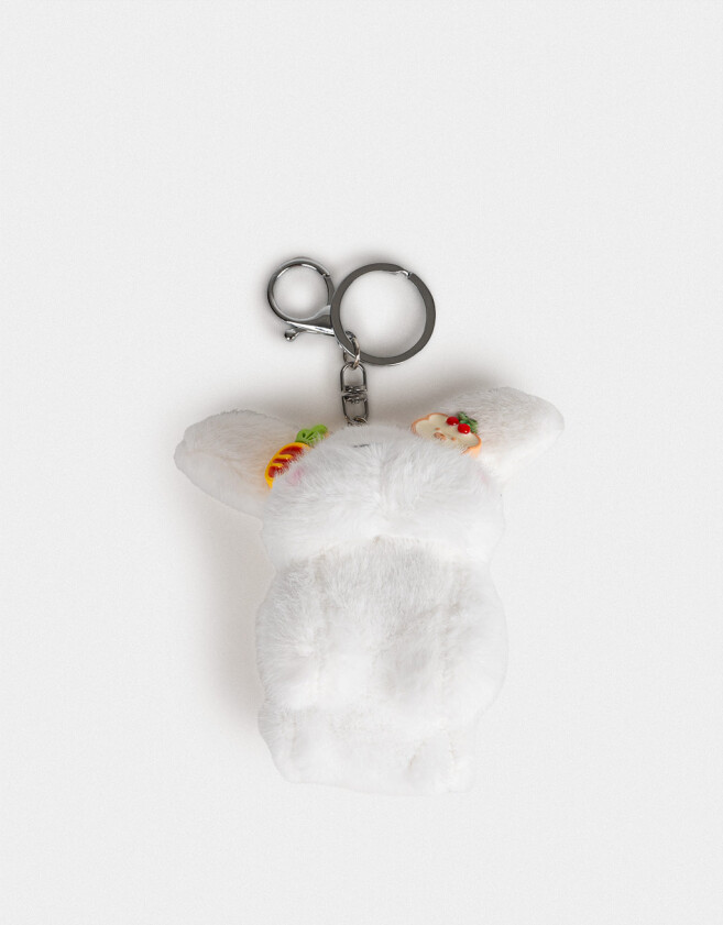 Llavero Peluche Llavero Y Charm De Peluche De Perrito - Blanco Crudo