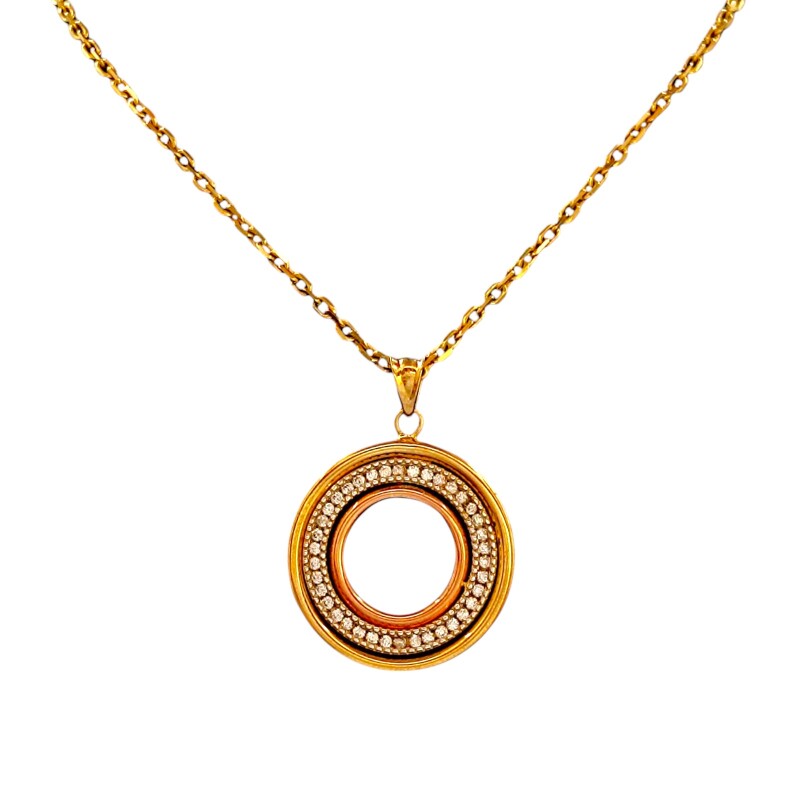 Dije Círculo-Oro bajo-Piedra Zirconia-CP8550 conpiedra
