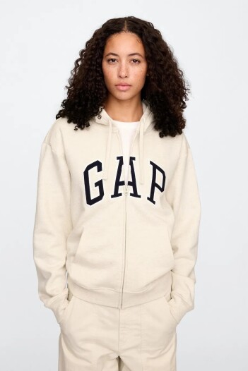 Canguro Con Cierre Logo Gap Mujer Oatmeal Heather