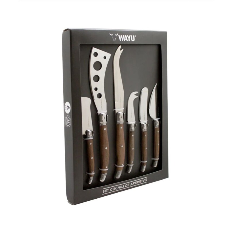 Set De Cuchillos Aperitivo Wayu Color Plateado Café Set De Cuchillos Aperitivo Wayu Color Plateado Café