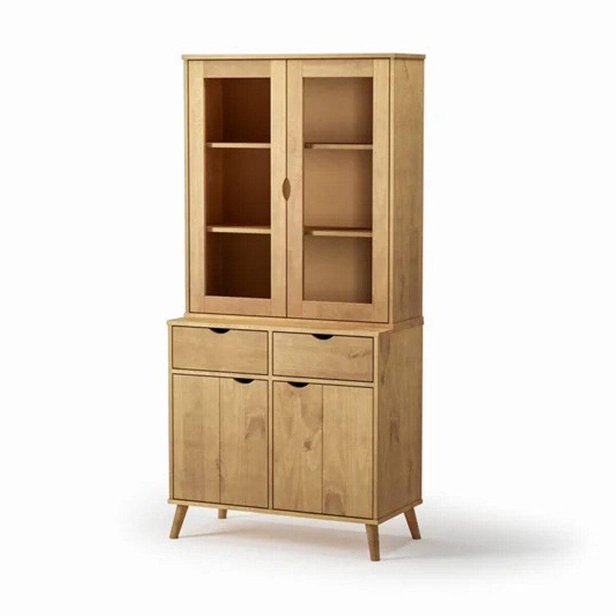 CRISTALERO 4 PUERTAS 2 CAJONES COPERO BOTELLERO ARMARIO ESTANTERÍA EN MADERA MACIZA - MADERA 