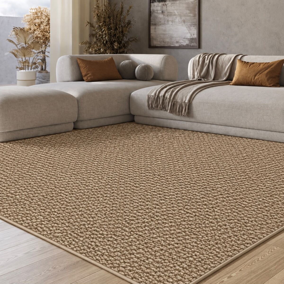 Alfombra Símil Lana de Microfibra 2 × 3 m Marrón 