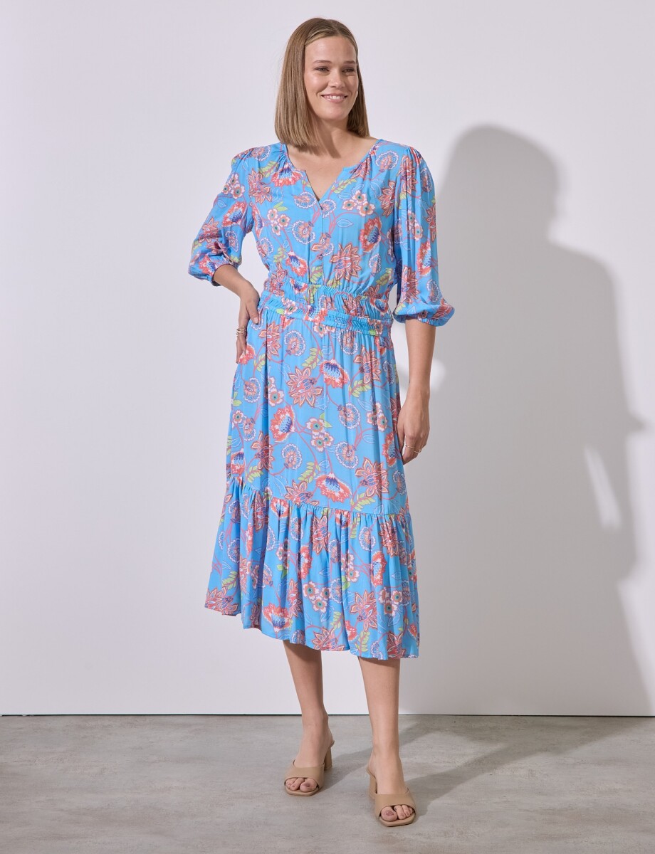 Vestido Spring - Celeste/multi 