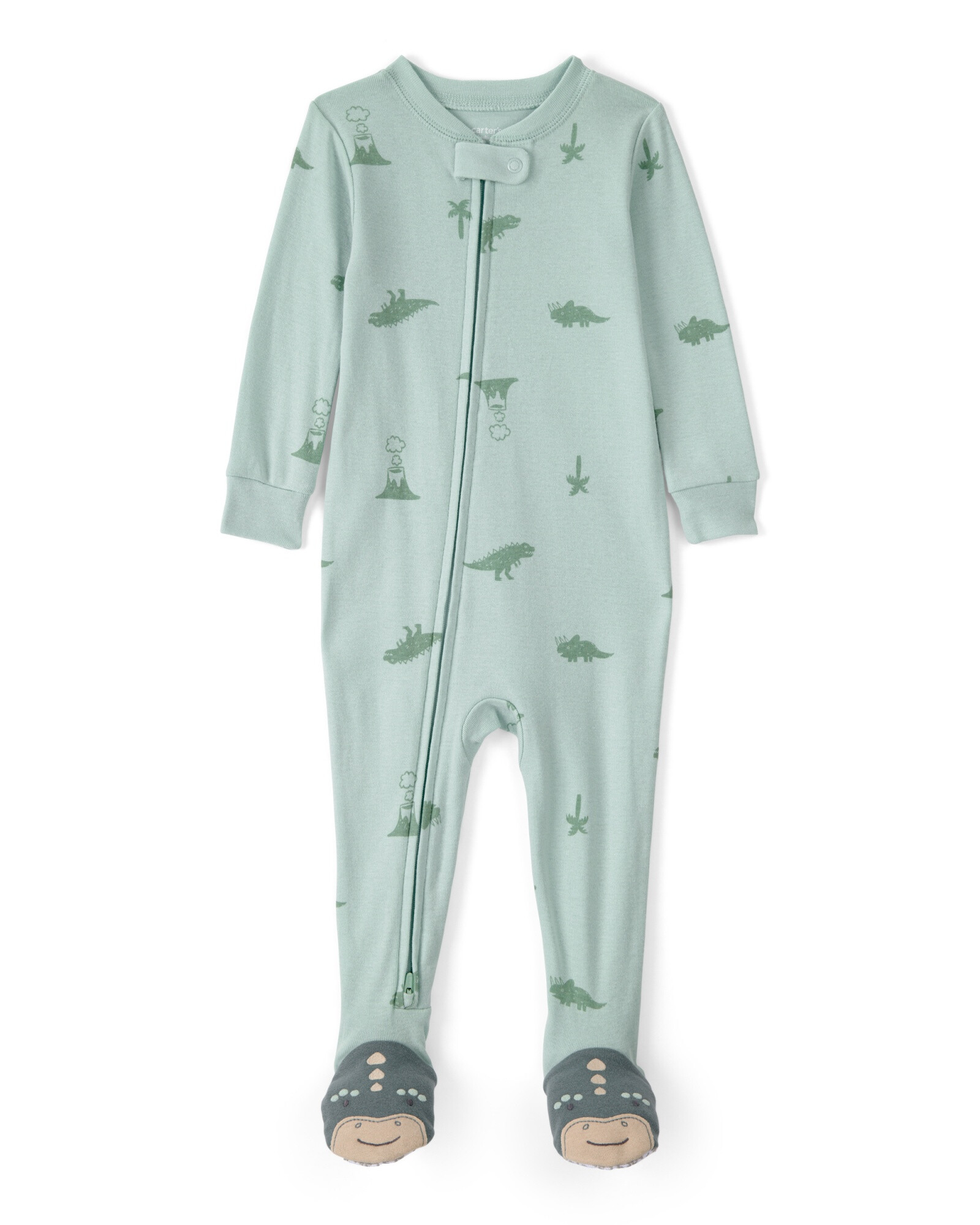 Pijama enterito de algodón con pie, verde, diseño dinos. Talles 2-5T Pijama enterito de algodón con pie, verde, diseño dinos. Talles 2-5T
