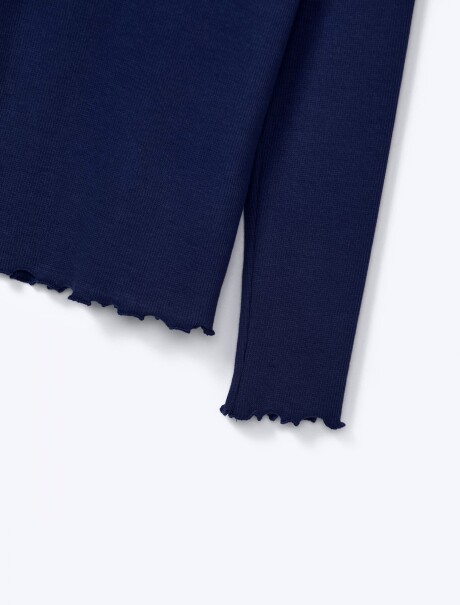 POLERA INFANTIL EN TELA ACANALADA AZUL
