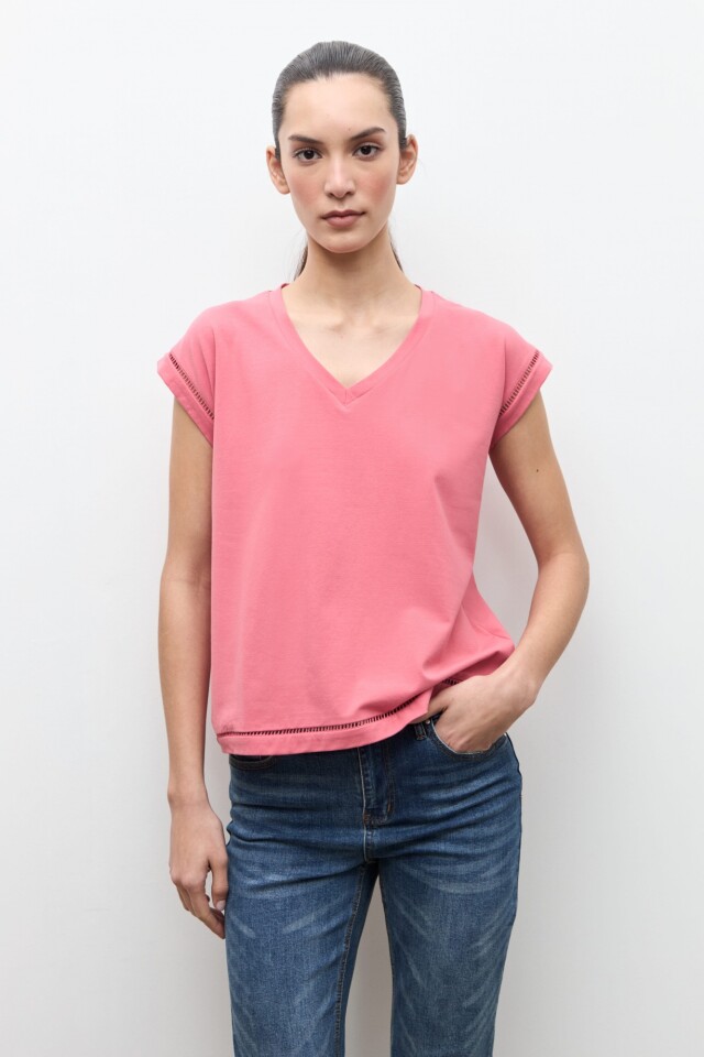 Remera con vainillas rosado