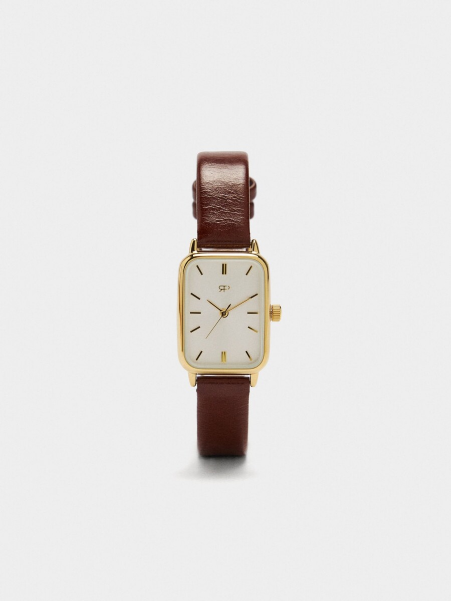 Reloj Cuadrado Pulsera Com Textura marron