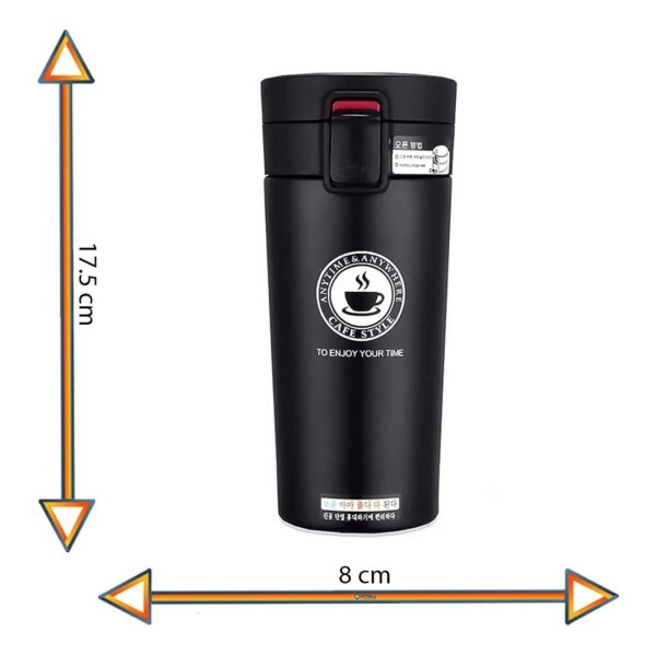 Pack X5 Vaso Taza Térmico Botella 380ml Abre Facil Cafe Te Color Variante Negro