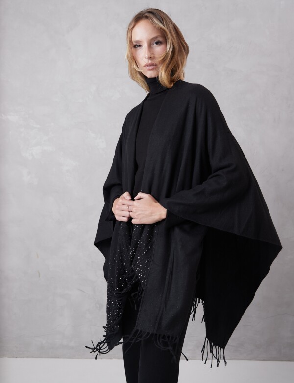 Ruana Brillos Y Perlas NEGRO