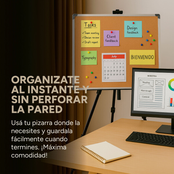 Pizarra Pizarron Corcho 70X100 100X70 Soporte Pie Combo Pizarra Pizarron Corcho 70X100 100X70 Soporte Pie Combo