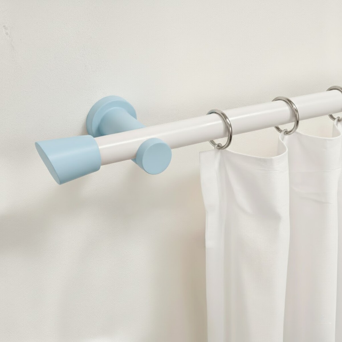 Barrote Cortina 2,00m 28mm + 2 soportes - CELESTE Y BLANCO 