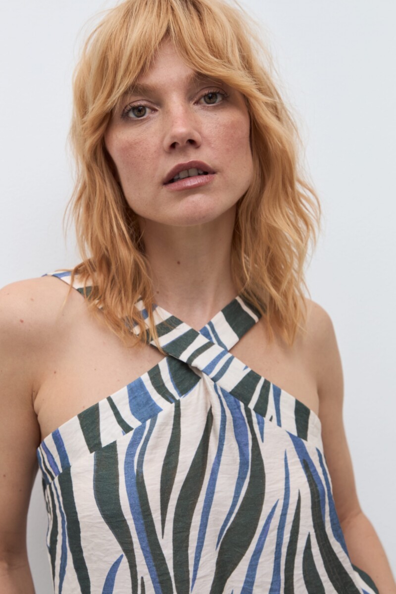 Top escote halter estampado crudo