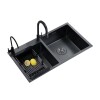 Pileta de cocina DREAM doble acero negra 78x43x23 cm Pileta De Cocina Dream Doble Acero Negra 78x43x23 Cm